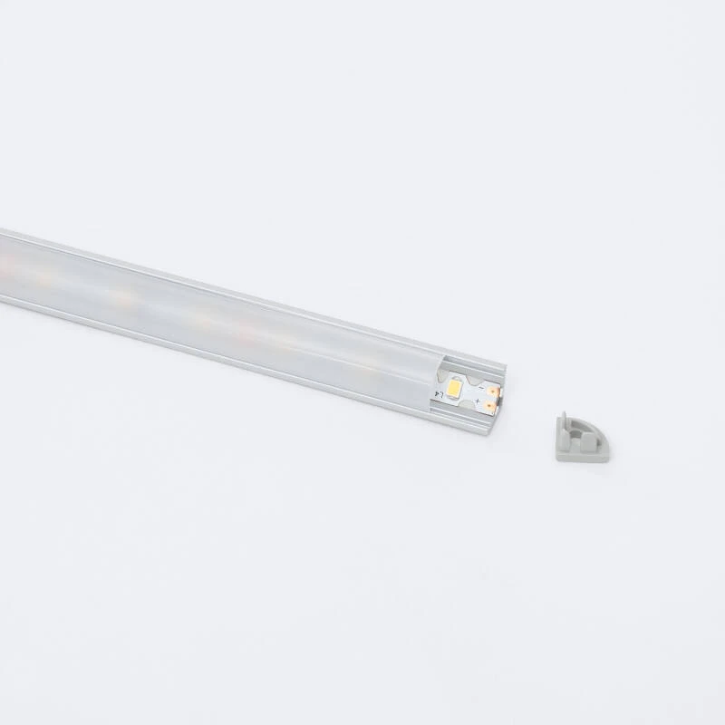 Perfil Aluminio Esquina Tapa Circular 2m para Tira LED hasta 5 mm