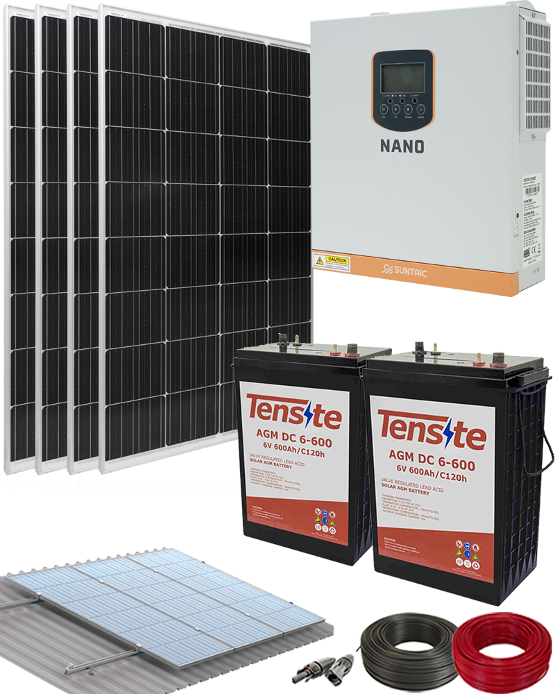 Kit Solar Aislada para Instalar Paneles Solares con Baterías AGM 1000W 12V 4000Whdia