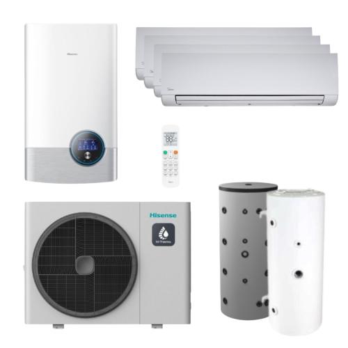 Kit Aerotermia con Fancoils Hisense Bibloc Mural Hi-Therma 14kW R32 para 180m2