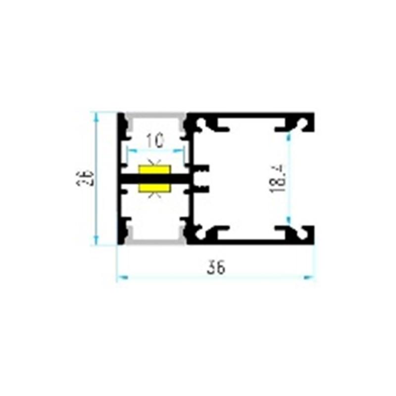 Perfil Aluminio Superficie Doble Cara 2m Negro para Tiras LED hasta 10 mm