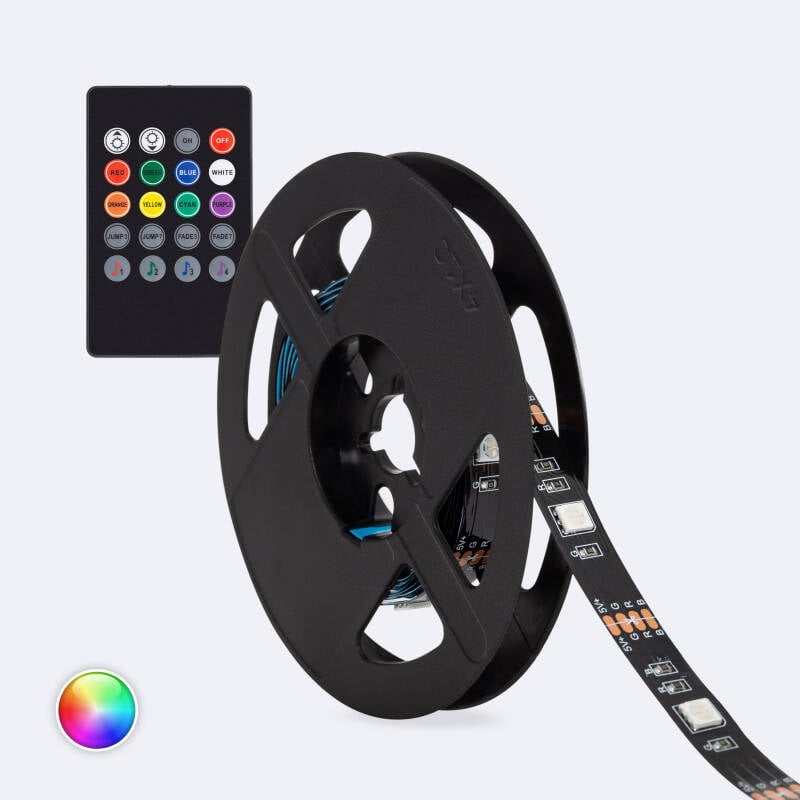 Tira LED 5V RGB 24 LED/m 2m IP20 KIT con USB para Televisión