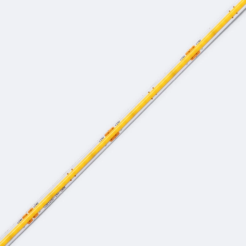 Tira LED 24V COB 320 LED/m 5m 7W/m 840 lm/m Ancho 5mm Superestrecha Corte 5 cm IP20 CRI90