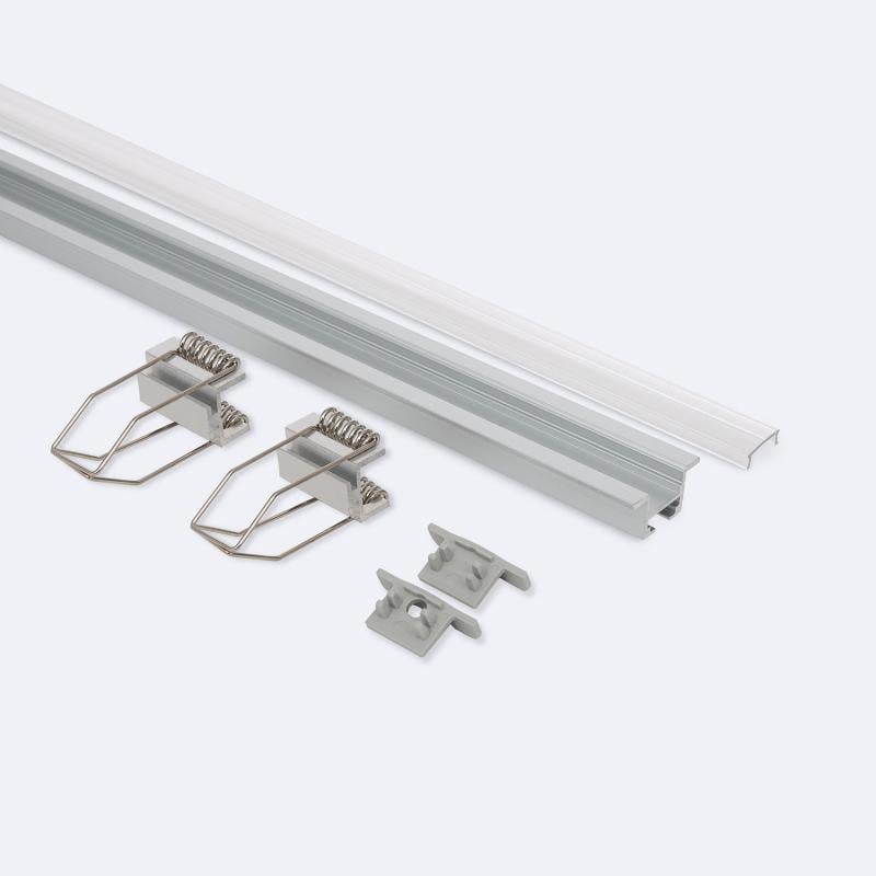 Perfil Aluminio Empotrable para Techo con Clips para Tiras LED hasta 12 mm