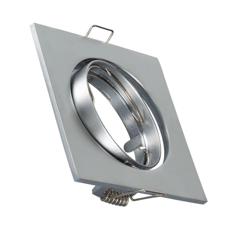 Aro Downlight Cuadrado Basculante para Bombilla LED GU10 / GU5.3 Corte Ø 72 mm