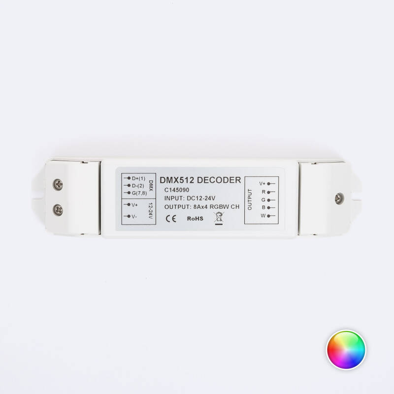 Controlador RGBW DMX512 Decoder 4 Canales