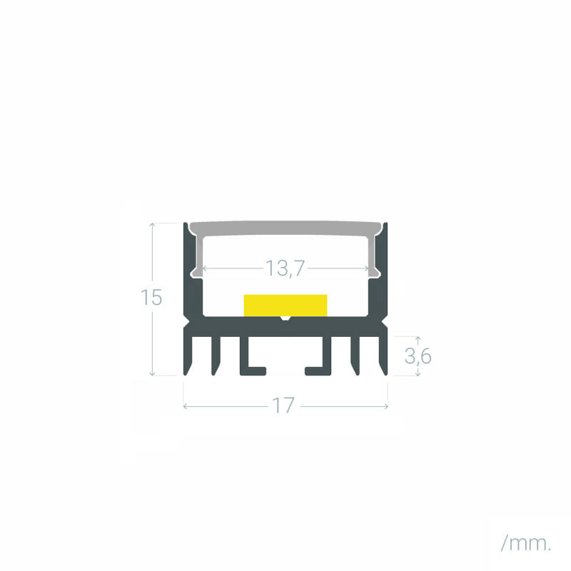 Perfil Aluminio Superficie para Tira LED hasta 13 mm