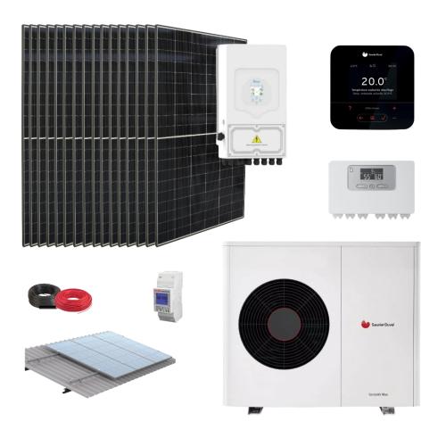Kit Aerotermia con Placas Solares Deye 8kW con bomba de calor Genia Air Max 4 Cableado 5,6kW