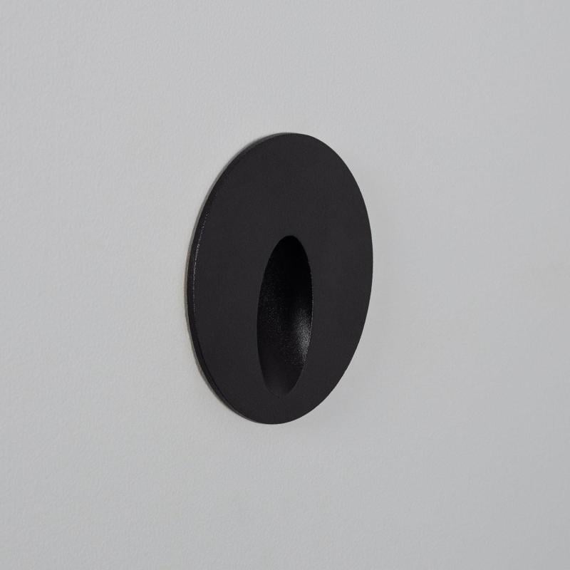 Baliza Exterior LED 3W Empotrable Pared Circular Negro Boiler