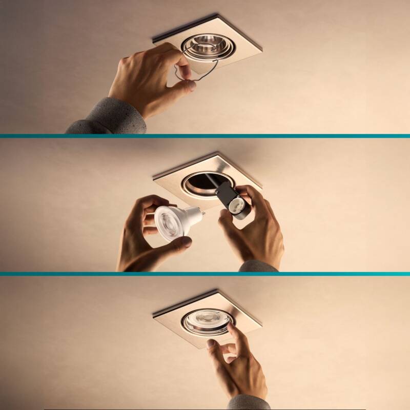 Aro Downlight Cuadrado PHILIPS Peridot para Bombilla LED GU10 Ø 75 mm