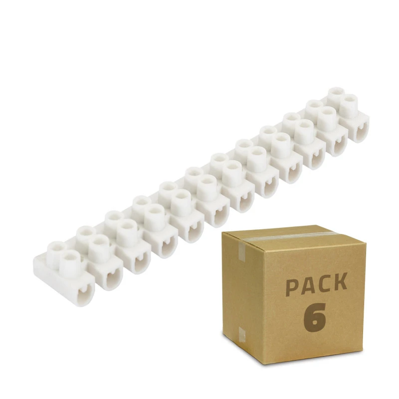 Pack 6 unidades de Clema Regleta de 12 Conectores de Cable Eléctrico Blanco