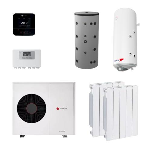 Kit Aerotermia con Radiadores Saunier Duval Genia Air Max 8 Inalámbrico 10,1kW R290 para 150m2