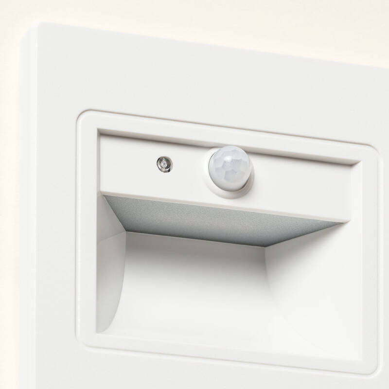 Baliza de Pared LED 1.5 W Empotrable con Sensor PIR y Crepuscular Bark Blanco