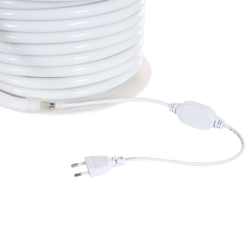 Tira LED Neón Regulable 220V BOBINA 50m Azul Circular 360 9W/m Corte 100cm IP67