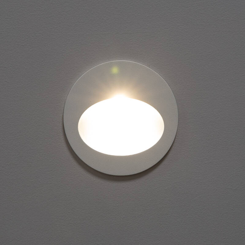 Baliza Exterior LED 3W Empotrable Pared Circular Blanco Coney