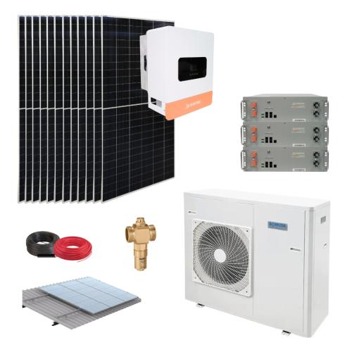 Kit Aerotermia con Placas Solares Suntaic 6kW con bomba de calor Domusa Monobloc 6kW y baterías de litio 15kWh