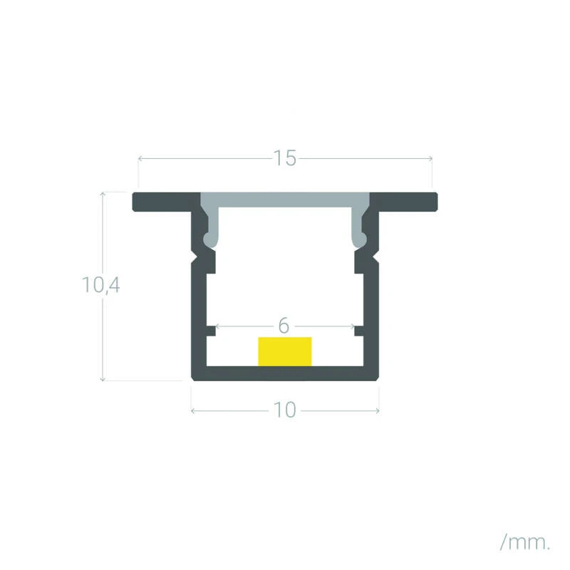 Perfil Aluminio Empotrable Estrecho para Tiras LED hasta 6 mm