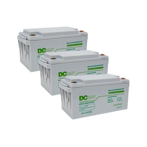 Pack 3 unidades de Baterías Camper AGM 100Ah 12V DC Solar Energy
