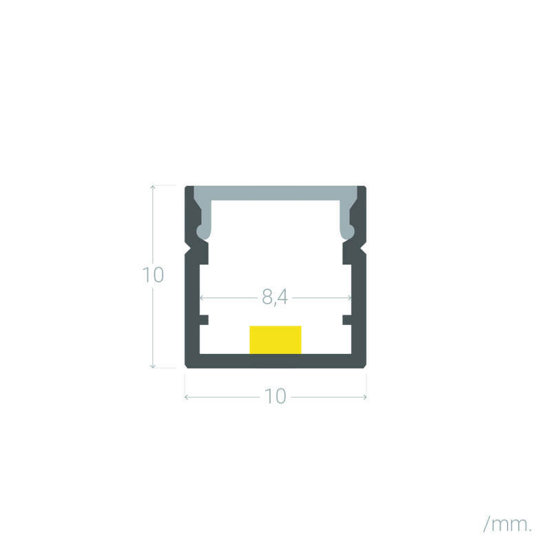 Perfil Aluminio Superficie para Tira LED hasta 8 mm