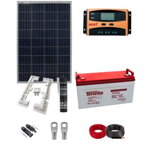 Kit Solar 100W para Fin de Semana con Batería con Estructura