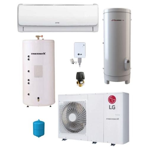 Kit Fancoil Aerotermia y ACS 500 litros LG Therma V R32 16kW para 200m2