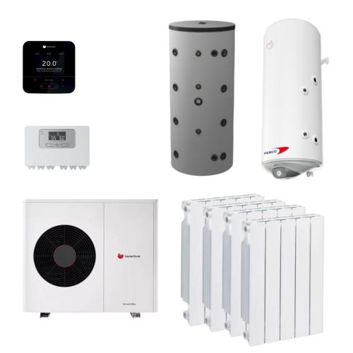 Kit Aerotermia con Radiadores Saunier Duval Genia Air Max 12 Cableado 14kW R290 para 180m2