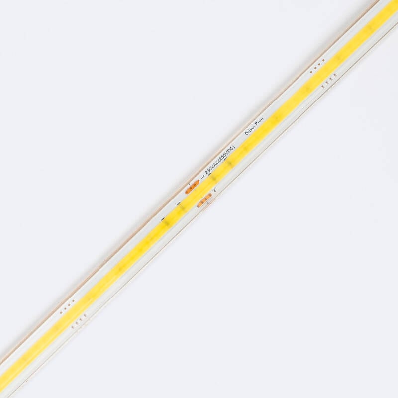 Tira LED Regulable 220V COB Autorrectificada 320 LED/m BOBINA 50m 14W/m 1120lm/m SILICONE FLEX Ancho 10mm Corte 25cm IP65