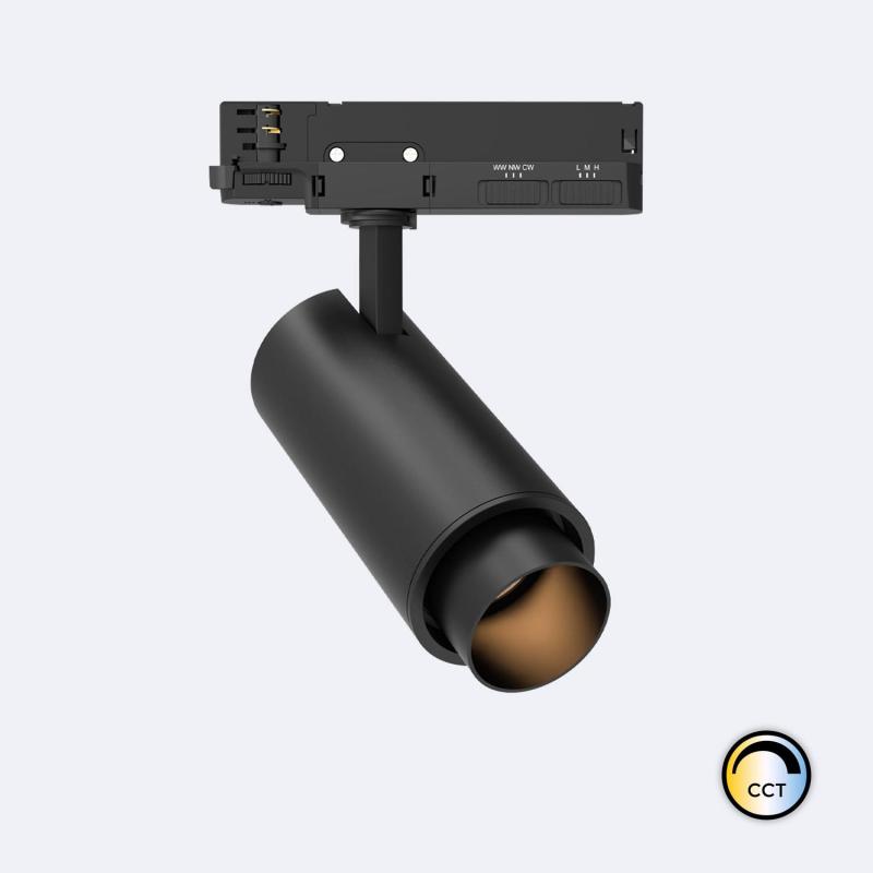 Foco Carril LED Trifásico 30W Fasano Cilindro CCT Seleccionable Regulable DALI Negro