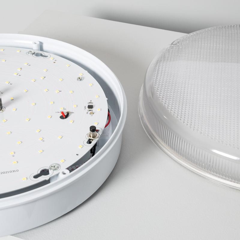 Plafón LED 24W Circular para Exterior Ø285 mm IP65 con Luz de Emergencia No Permanente Hublot Transparente