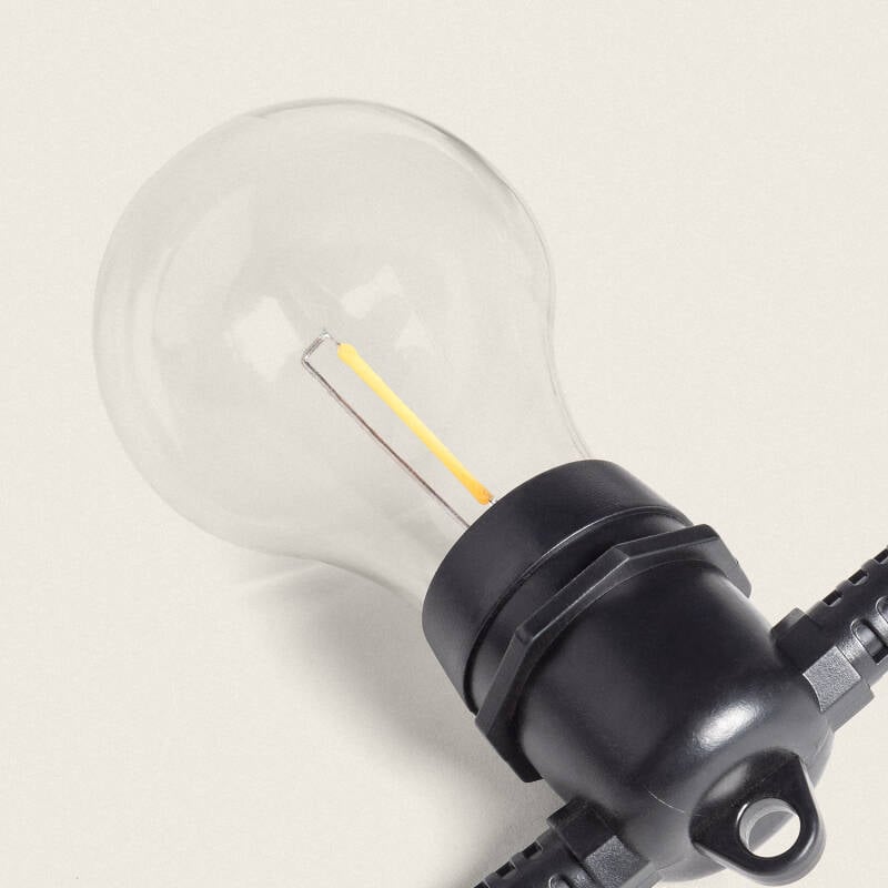 Kit Guirnalda Luces Exterior 5m Negro + 5 Bombillas Filamento LED E27 24V