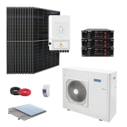 Kit Aerotermia con Placas Solares Deye 6kW con bomba de calor Domusa Monobloc 6kW y baterías de litio 15kWh