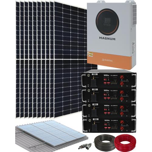 Kit de Placas Solares Fotovoltaica Aislada 11kW Magnum con 20kWh Litio y 30kWhdia