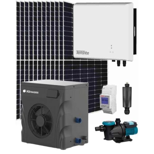 Kit Solar 6000W Tensite con Depuradora Piscina Solar Silen 0.33CV y Bomba Calor Piscina 15m3 5kW Klinwass Mini