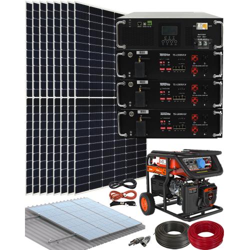 Kit Solar Vivienda Permanente Aislada 5000W 48V 18500Whdia con generador