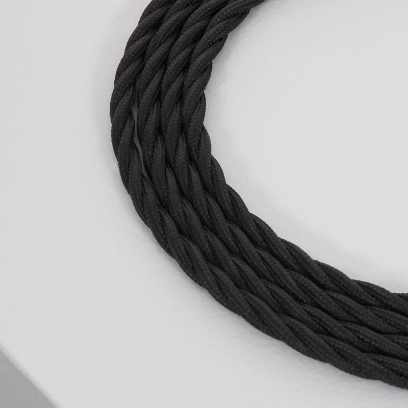 Cable Textil Eléctrico Trenzado Negro
