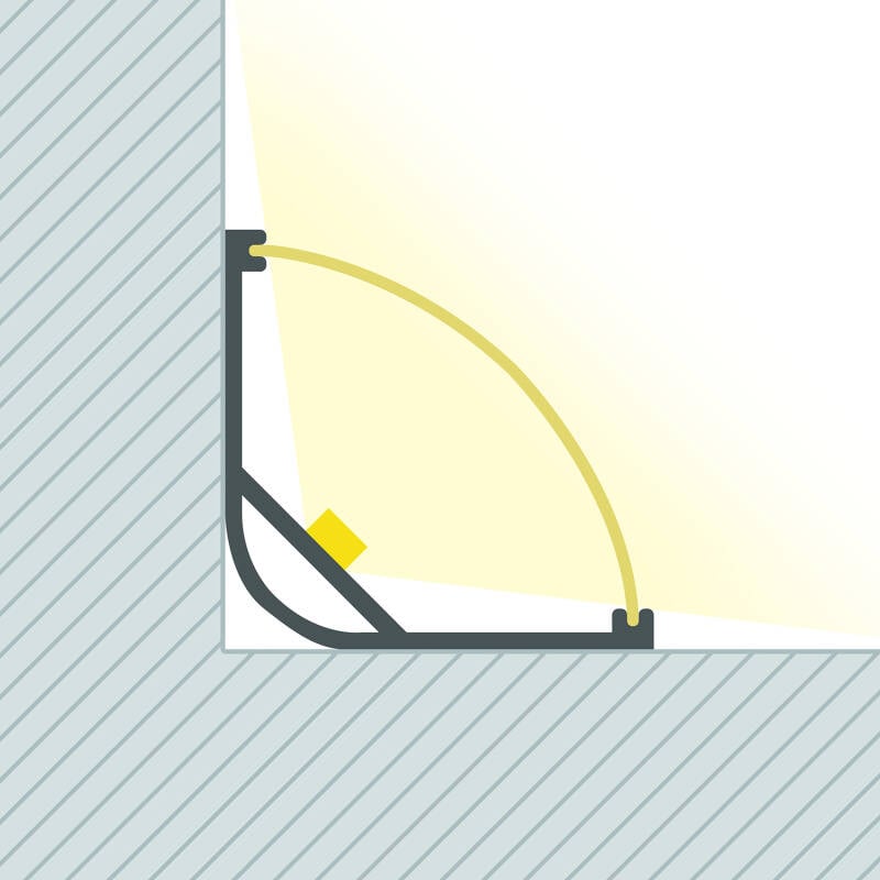 Perfil Aluminio Esquina Circular para Tira LED hasta 20 mm