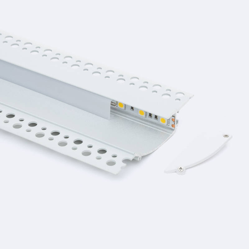 Perfil Aluminio Empotrable para Escayola/Pladur 2m para Tira LED hasta 12mm