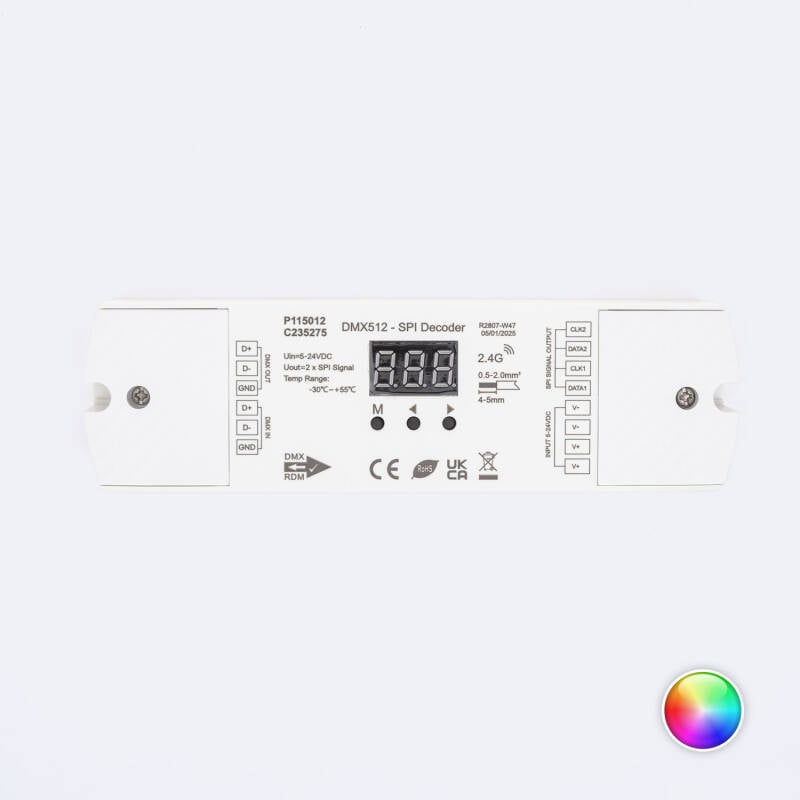 Decodificador DMX512 a SPI con RF para Tira LED Digital RGB/RGBW 5-24V SKYDANCE DS-L