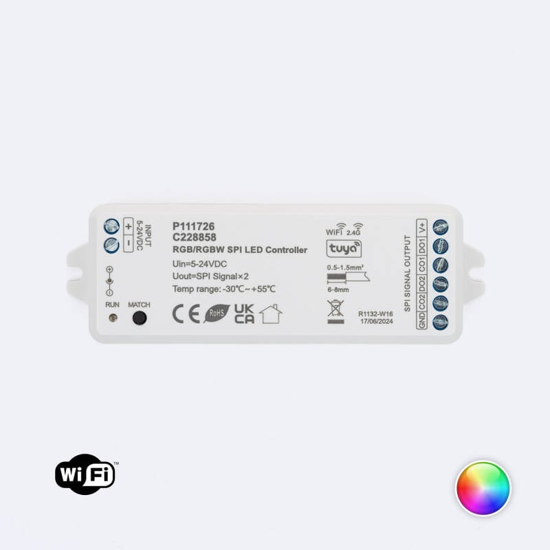 Controlador WIFI Tira LED Digital SPI RGB/RGBW 12-24V SKYDANCE WT-SPI Compatible con Mando RF