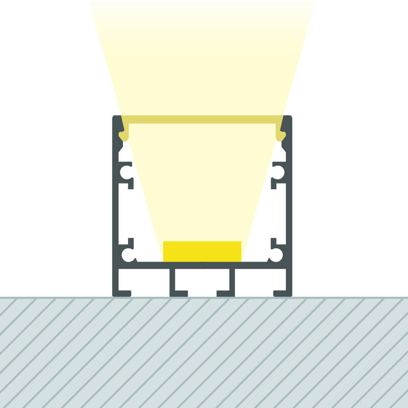 Perfil Aluminio Superficie con anclaje Empotrado mediante clips para Tira LED hasta 24 mm
