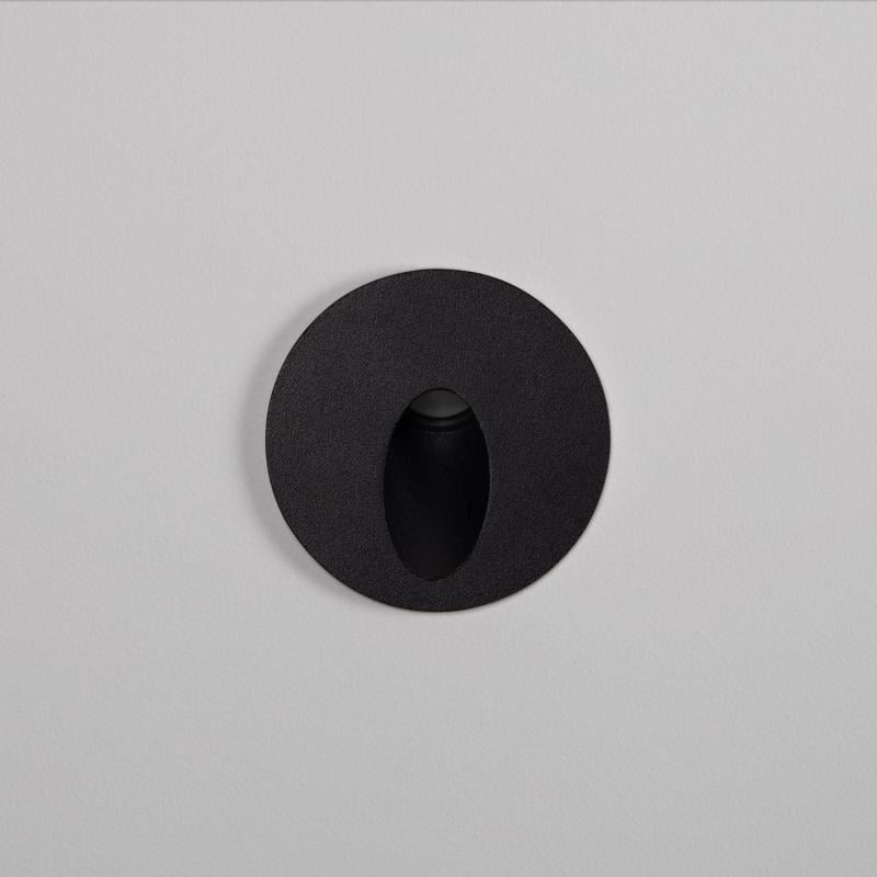 Baliza Exterior LED 3W Empotrable Pared Circular Negro Boiler