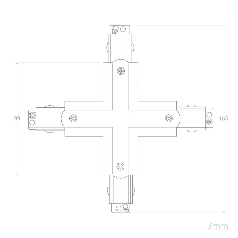 Conector Tipo X para Carril Trifásico