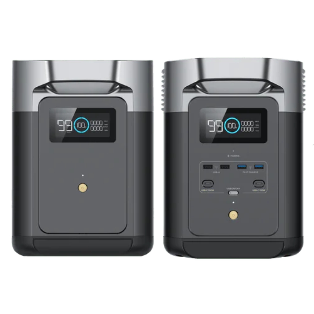 Kit Solar Portátil 12V Ecoflow con Placa Solar Portátil 200W y Pack Estación de Energía Delta 2 con Batería Extra