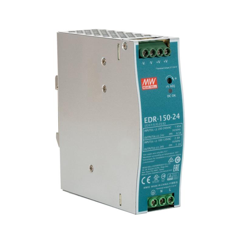 Fuente de Alimentación 24V DC 150W 6.5A para carril DIN MEAN WELL EDR-150-24