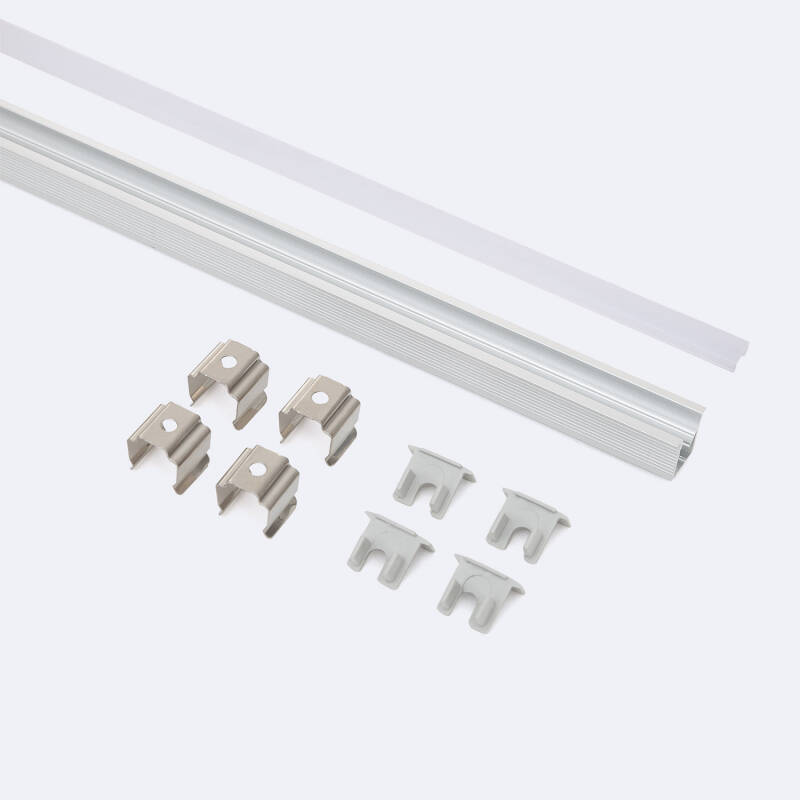 Perfil Aluminio Empotrable con inclinación 30º 2m para Tira LED hasta 6 mm