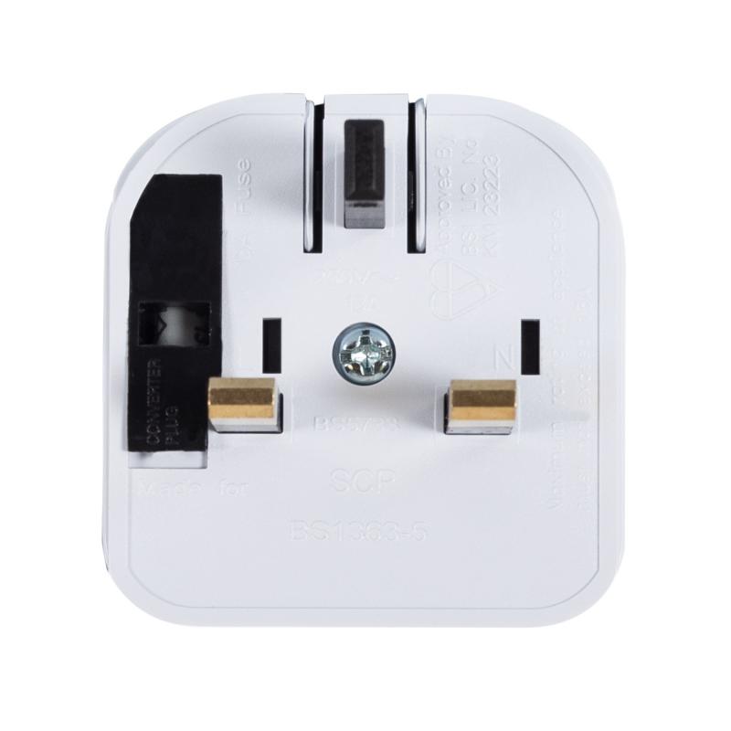 Adaptador Enchufe Tipo E (EU) Cabezal Ancho Con Cable Recto a Enchufe Tipo G (UK)