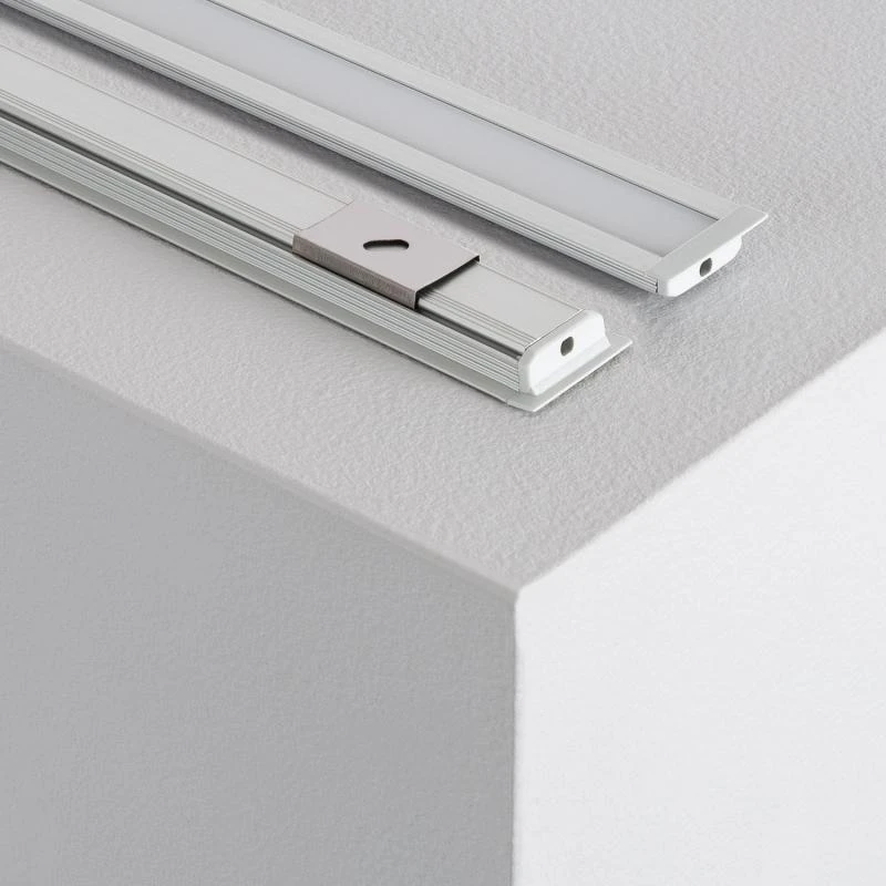 Perfil Aluminio Empotrable 1m para Tiras LED hasta 10 mm