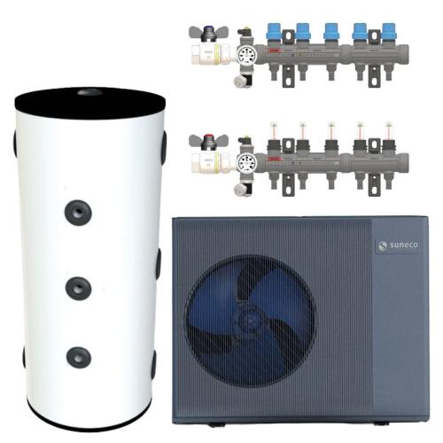 Kit Suelo Radiante con Aerotermia para 140m2 Ferco con Bomba de Calor Alta Temperatura Suneco 16kW