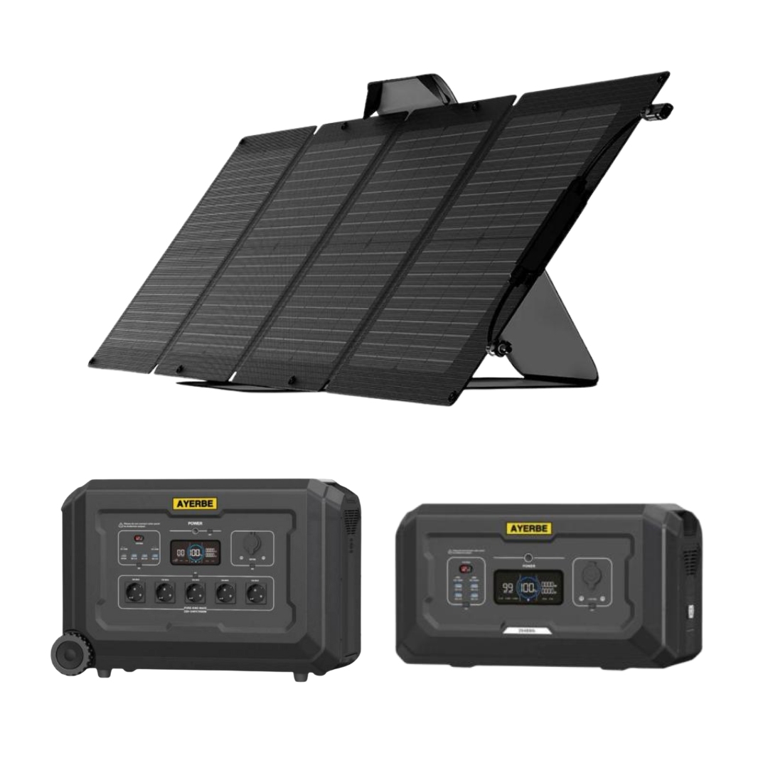 Kit Solar Portátil 110V 12V Estación de Energía AY-3072 y Batería Extra 2048Wh Ayerbe