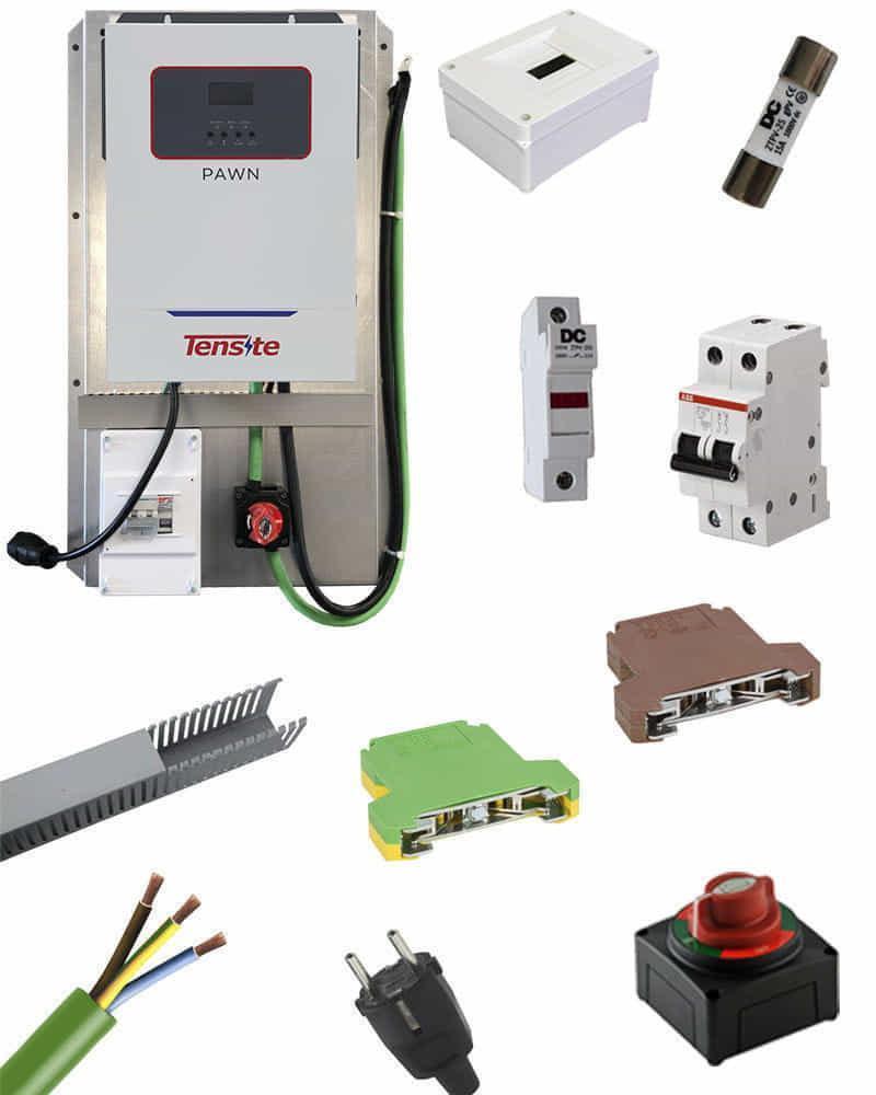 Inversor Cargador 3600W 24V MPPT Tensite Pawn premontado con protecciones