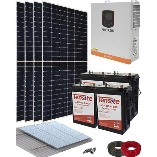 Kit Solar Aislada para Instalación Placas Solares 3000W 24V 9000Whdia con batería AGM